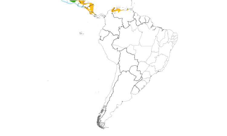 Range Map (South): Green-breasted Mango