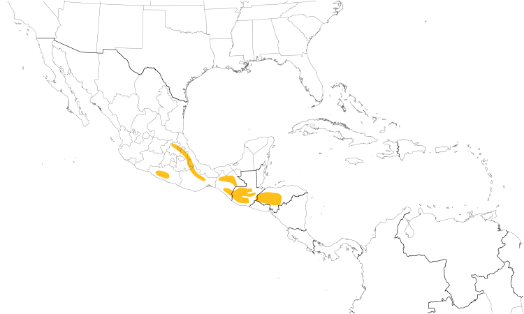 Range Map (Central): Unicolored Jay