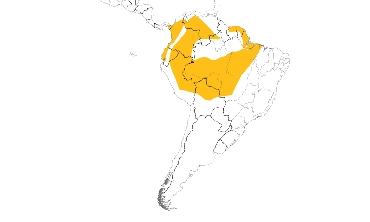 Range Map (South): Chestnut-fronted Macaw