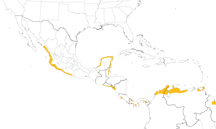 Range Map (Central): Rufous-necked Wood-Rail