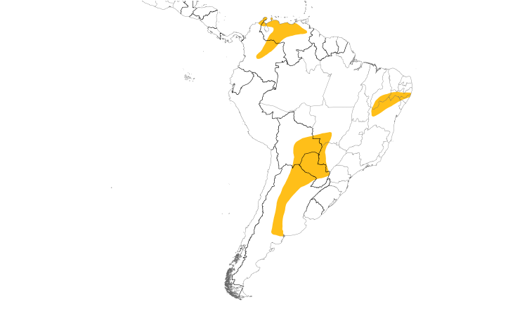 Range Map (South): Blue-crowned Parakeet