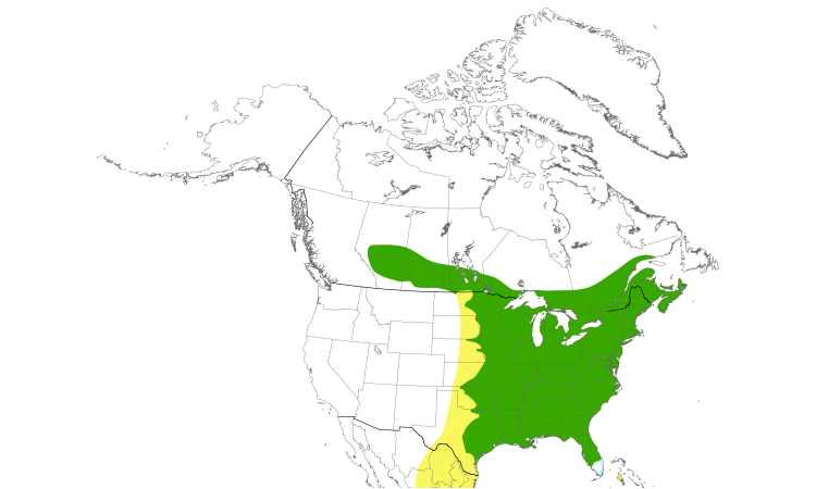 Range Map (North): Ruby-throated Hummingbird