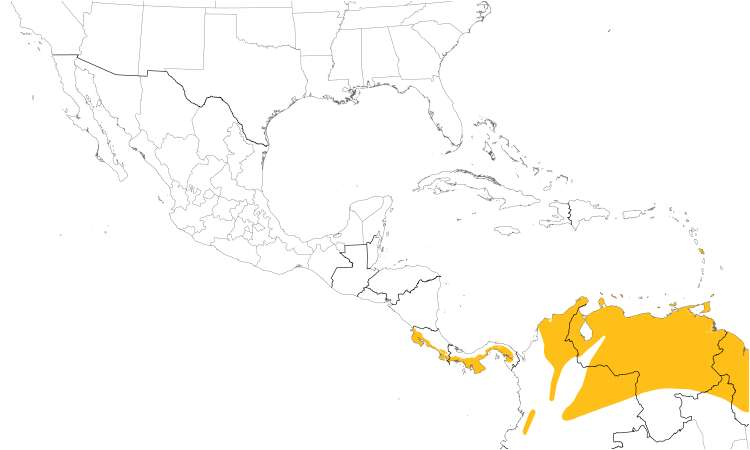 Range Map (Central): White-tailed Nightjar