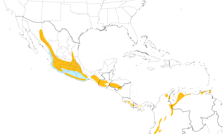 Range Map (Central): Orange-billed Nightingale-Thrush