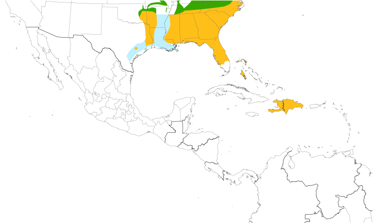 Range Map (Central): Pine Warbler