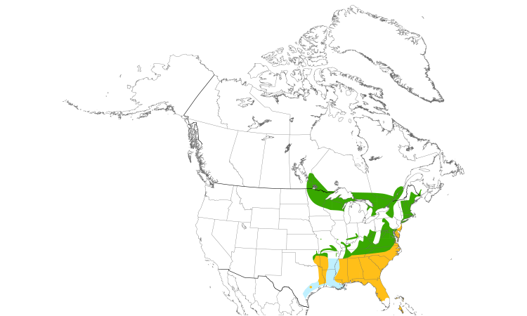 Range Map (North): Pine Warbler