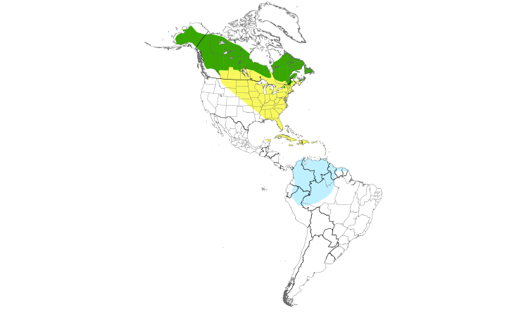 Range Map (Americas): Blackpoll Warbler