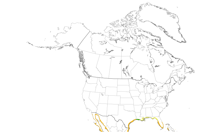 Range Map (North): Reddish Egret