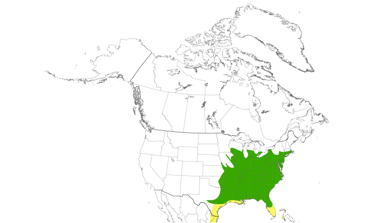 Range Map (North): Acadian Flycatcher