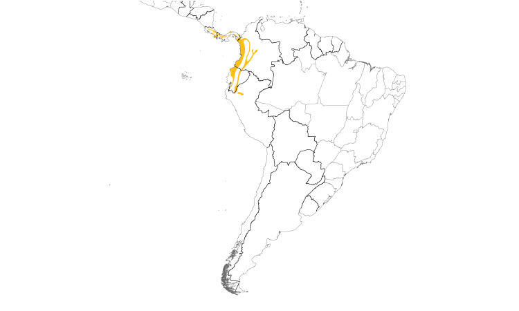 Range Map (South): White-tipped Sicklebill
