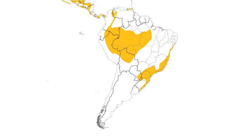 Range Map (South): Red-crowned Ant-Tanager