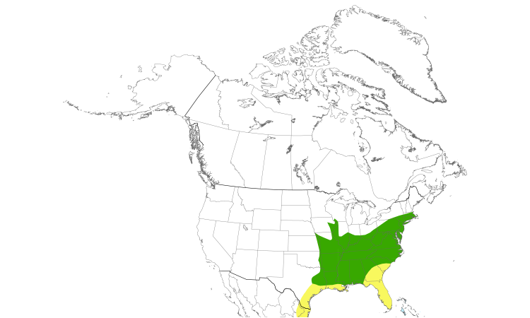 Range Map (North): Worm-eating Warbler