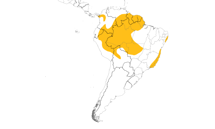 Range Map (South): Yellow-backed Tanager