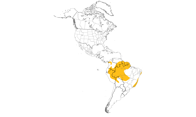 Range Map (Americas): Yellow-backed Tanager