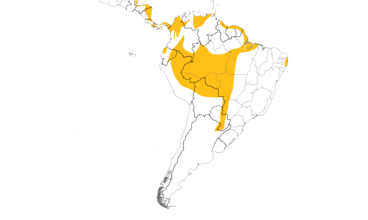 Range Map (South): Gray-breasted Crake