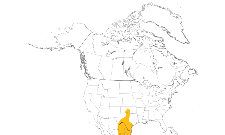 Range Map (North): Golden-fronted Woodpecker