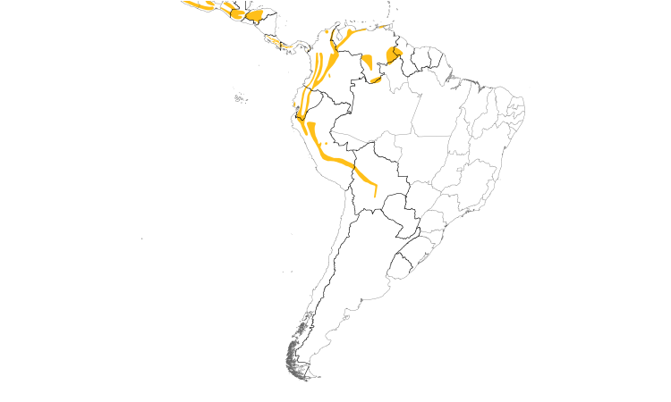 Range Map (South): Slate-throated Redstart