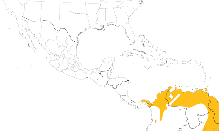 Range Map (Central): Cinereous Becard