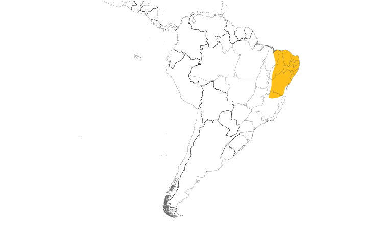 Range Map (South): Red-cowled Cardinal