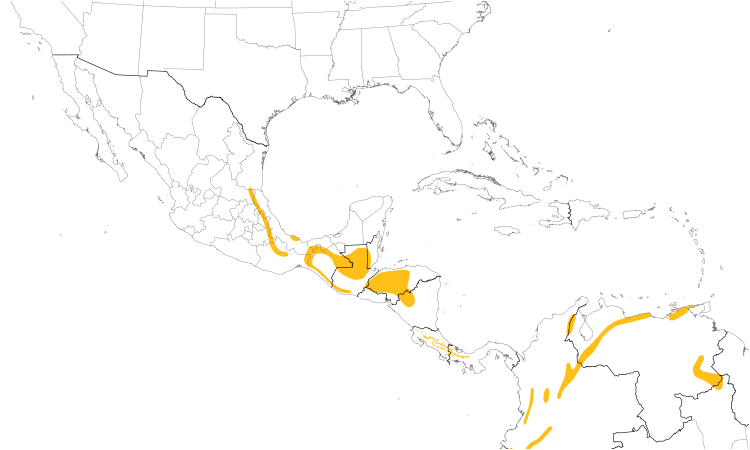 Range Map (Central): White-winged Tanager