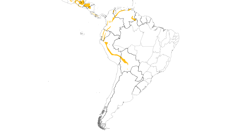 Range Map (South): White-winged Tanager