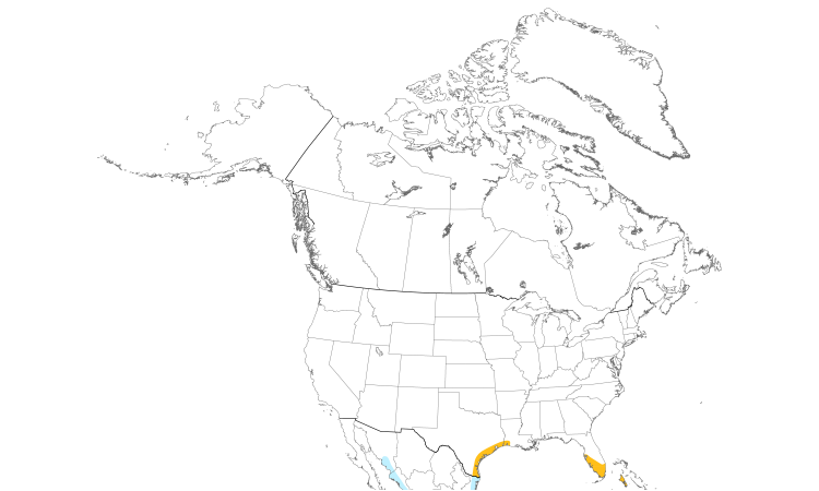 Range Map (North): Roseate Spoonbill