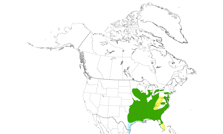 Range Map (North): Prothonotary Warbler