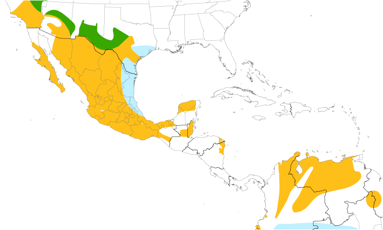 Range Map (Central): Vermilion Flycatcher