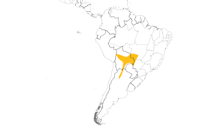 Range Map (South): Green-cheeked Parakeet