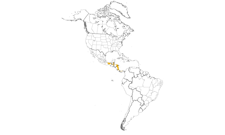 Range Map (Americas): Crimson-collared Tanager
