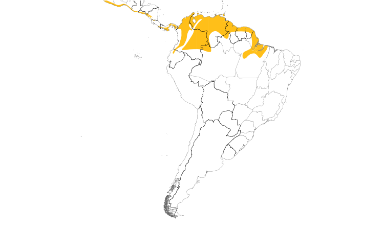 Range Map (South): Ruddy-breasted Seedeater