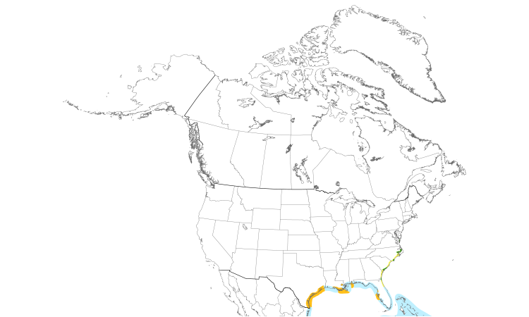Range Map (North): Sandwich Tern