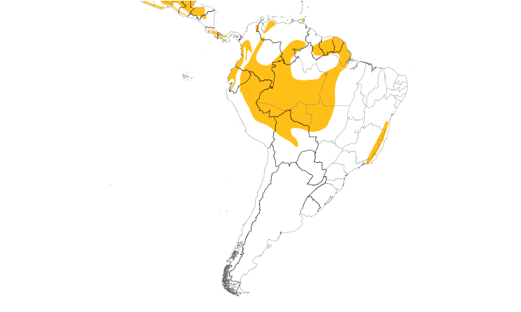 Range Map (South): Collared Trogon